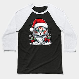 Christmas Cat - Winter Holiday Gift Baseball T-Shirt